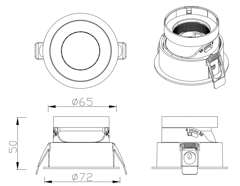 New Frames Cutout 65mm for GU10 MR16 D50mm LED Module